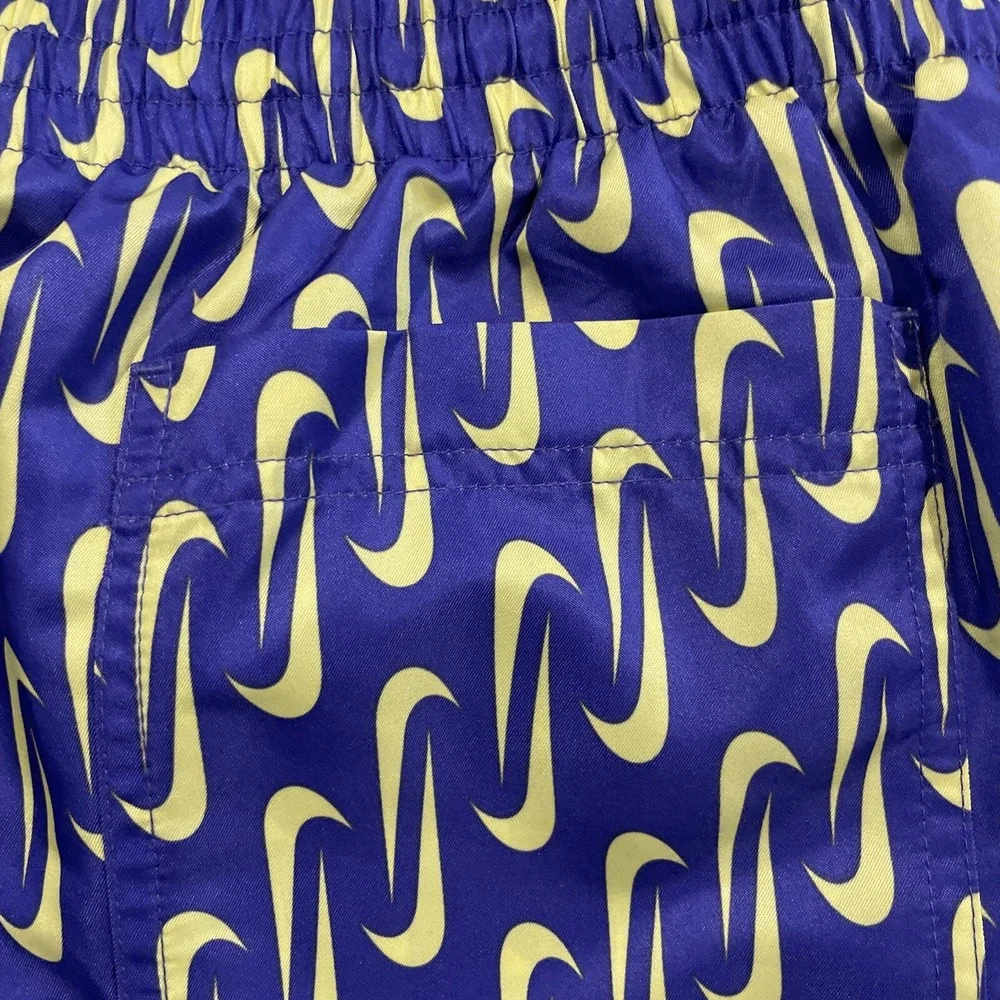 Nike Swim Shorts Mens XL Blue White Logo Swoosh Allover Print Volley 7